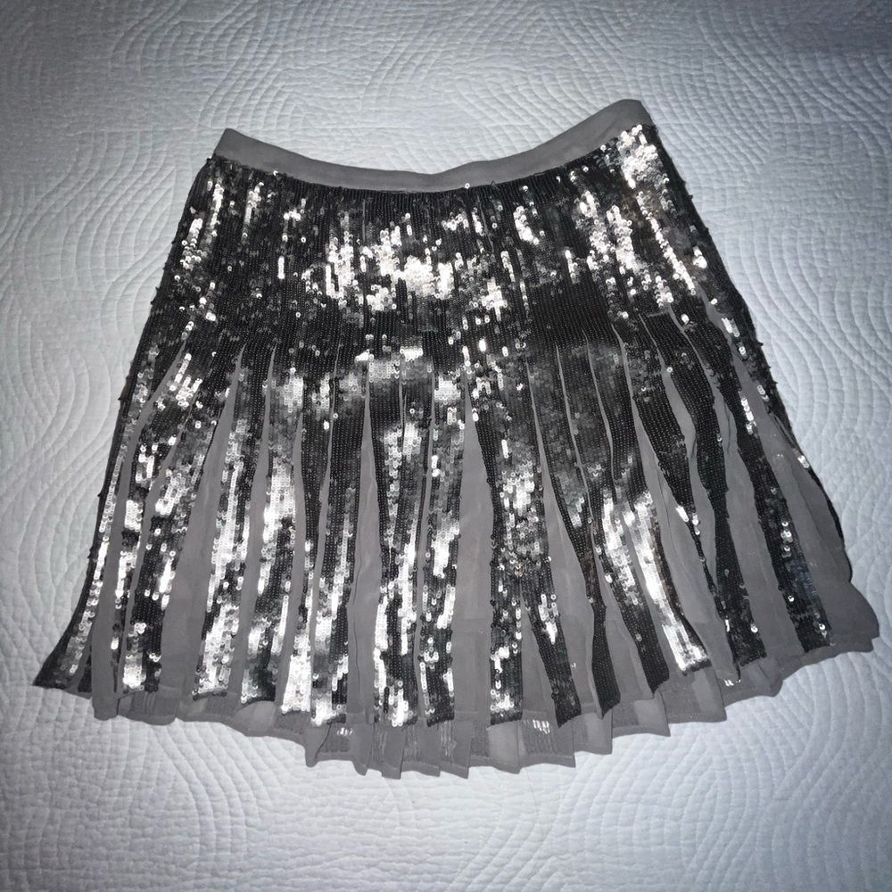 Banana republic sequin metallic silver skirt